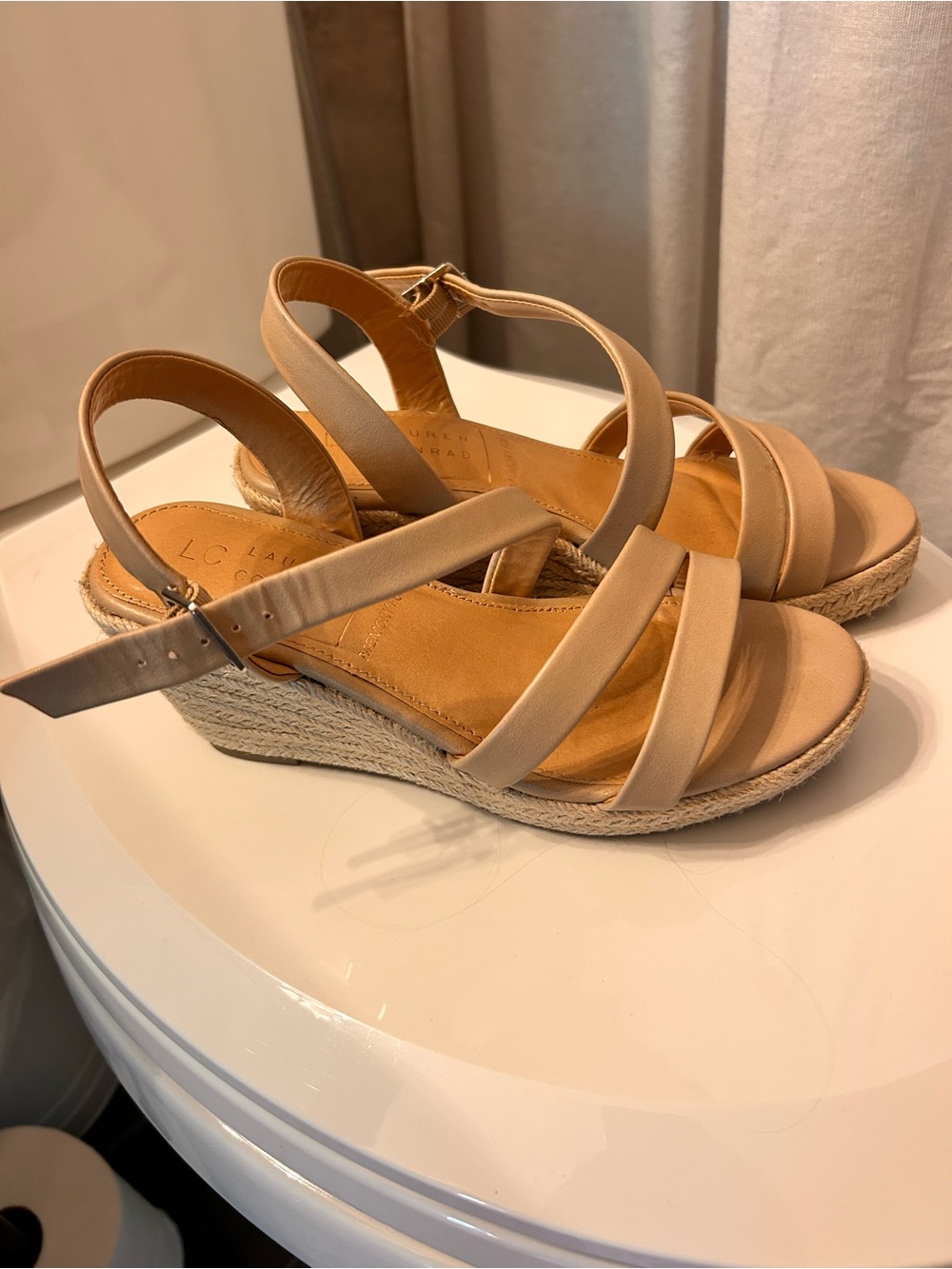 LC Lauren Conrad Nude/Tan Espadrille Wedge Sandals